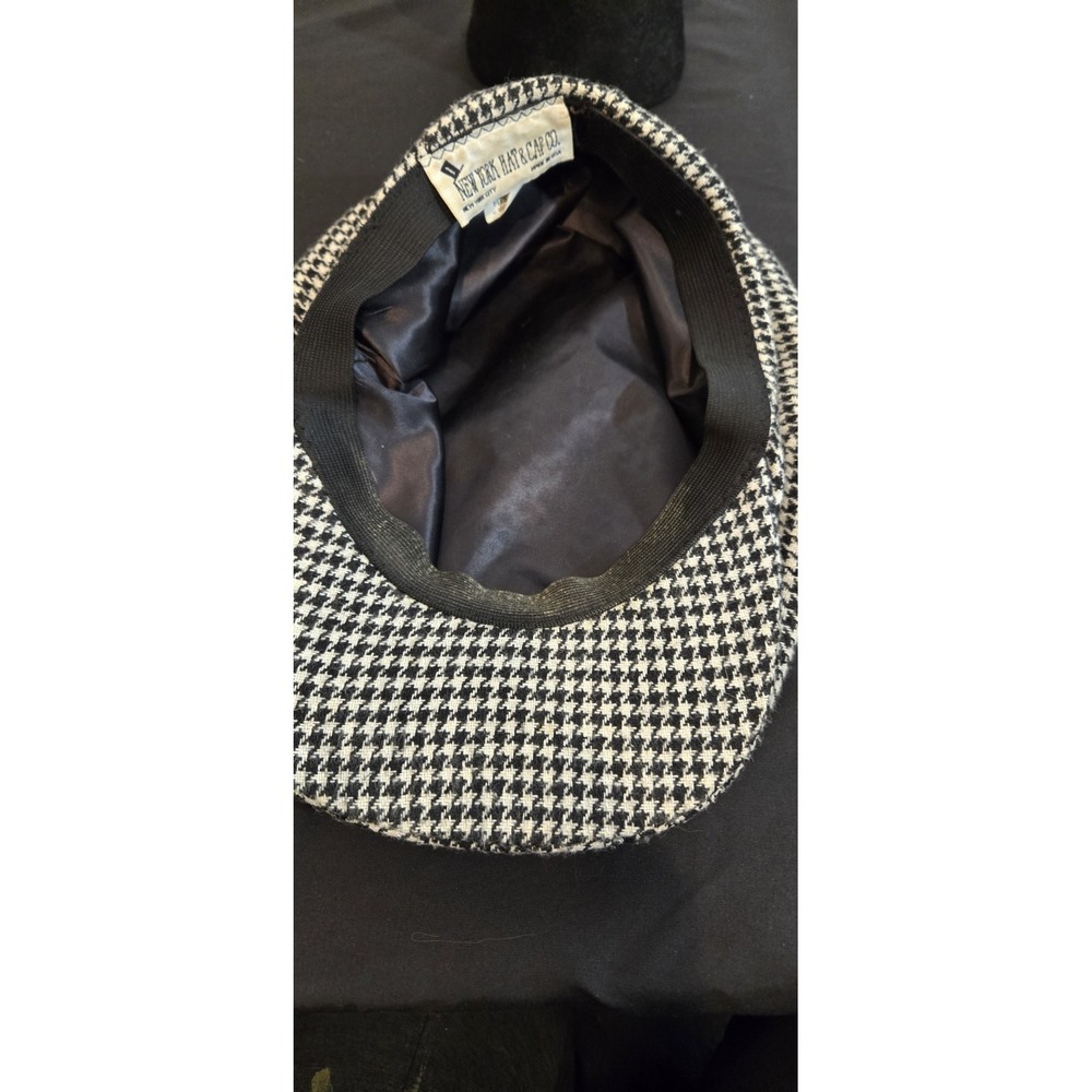Vtg 90s New York Hat And Cap Company Oversized Houndstooth Newsboy Cap OSFA - Picture 8 of 9